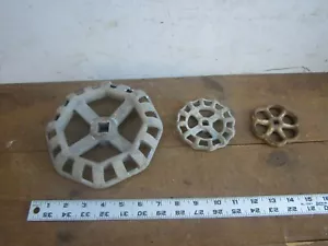 Lot 3 VINTAGE LARGE Octagon Cast Metal VALVE HANDLE STEAMPUNK LAMP KNOB - Picture 1 of 7