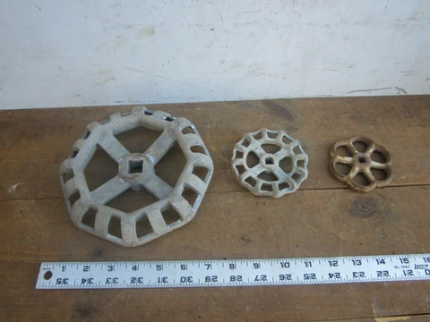 Lot 3 VINTAGE LARGE Octagon Cast Metal VALVE HANDLE STEAMPUNK LAMP KNOB Cover