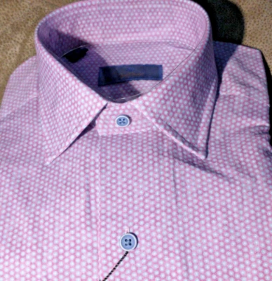 NWT David Donahue Men's Size S Short Sleeve Button Down Shirt Fancy Dots Pattern - Image 1 of 4