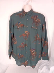 Vintage Polo Ralph Lauren Wool Button Shirt All Over Polo Player Print RARE USA - Imagen 1 de 17