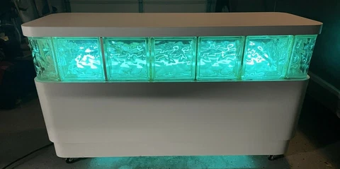 Vintage Art Deco Cabinet Buffet Sideboard White Glass Block Neon MCM 50x28x19 Cover