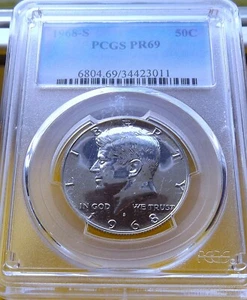 1968-S PCGS PR69 SILVER KENNEDY HALF DOLLAR 50c - Picture 1 of 4