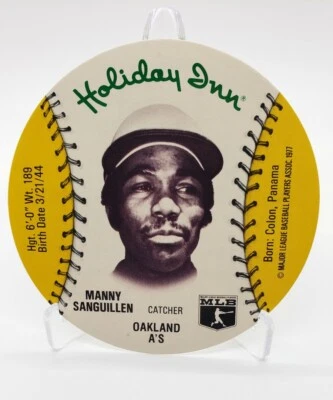 Manny Sanguillen 1977 Holiday Inn MSA Baseball Card Disc Oakland A's Star - Image 1 of 4