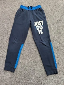 Nike Sweatpants Youth Boys Large Blue Drawstring Elastic Waist Just Do It - Picture 1 of 8