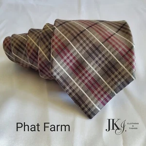 Phat Farm Men's Neckties Classic Brown Plaid - Picture 1 of 4
