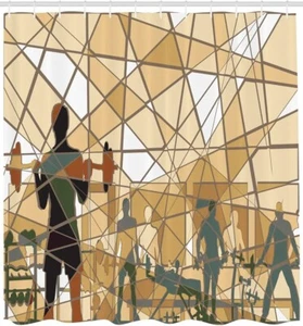 Ambesonne Fitness Duschvorhang, Mosaik Design Männer Training 69" B x 70" L - Bild 1 von 2