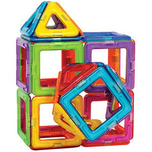 Magnetic Tiles Blocks 30 Pieces Creative Building Square and Triangle Shapes