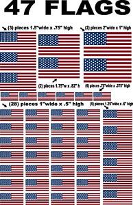 AMERICAN FLAGS 47 Pcs. -1/12-1/10 R/C MODEL Decal Sticker SHEET  DIE CUT NASCAR