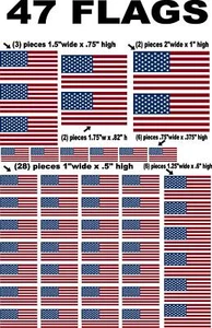 AMERICAN FLAGS 47 Pcs. - R/C MODEL Decal Sticker SHEET 1/12-1/10- DIE CUT DECALS - Picture 1 of 1