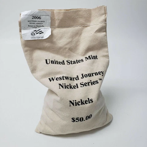 2006 D Westward Journey Nickels 1000ct $50 Canvas Bag Monticello Coins SFR06N03 Cover