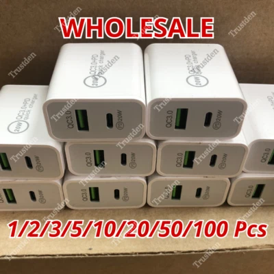 Lote PD 20W QC Cargador Rápido USB C Bloque Adaptador de Corriente Para iPhone 15 14 13 12 XR 8 Foto 1 de 4