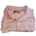 Bobby Chan Stripe XL Golf Tennis Beach Polo Shirt Silk Cotton Blend Pink 