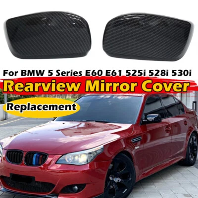 Tapas de cubierta de espejo retrovisor de fibra de carbono ABS para BMW Serie 5 E60 E61 525i 530i 2003-2007 Foto 1 de 4