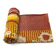 Vintage Quilt Indian Organic Cotton Bedspread Gypsy Throw Cover Blanket