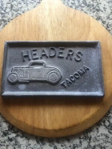 Vintage HEADERS. TACOMA Car Club Hot Rod Car Plaque - Picture 1 of 2
