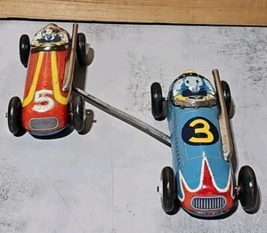 Vintage Marx LineMar Tether Race Slot Cars Tin Litho No Driver Non-Working NR  - Picture 1 of 10