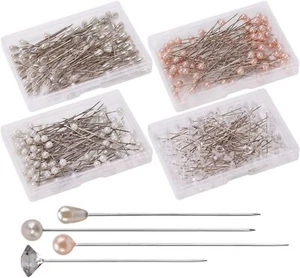 320Pcs 4 Styles Pearl Head Pins Crystal Head Corsage Pins Straight Head Pins for - Picture 1 of 6