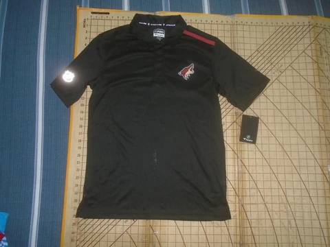 MENS MEDIUM BLACK FANATICS PHOENIX COYOTES POLO SHIRT - NWT Cover