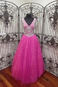 G1364 RACHEL ALLAN 7027 MAGENTA SZ 14w $599 PAGEANT PROM GOWN DRESS - Picture 1 of 8