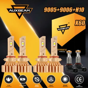 AUXBEAM 9005+9006+H10 LED Combo Headlight Bulbs Kit FANLESS Hi Low Fog Beam X60 - Picture 1 of 12
