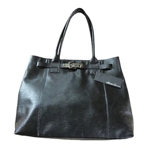 NEW Kenneth Cole Black Leather SHOULDER HANDBAG Tote Jill Wrap Paport PURSE - Picture 1 of 10