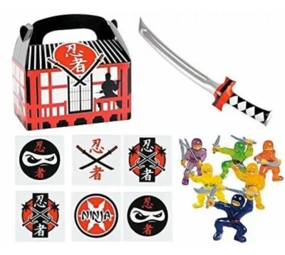 144 pcs Ninja Warrior Kid's Birthday Party Supplies Prizes Favor Bundle Pack Toy - Image 1 of 4