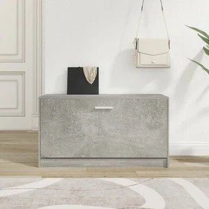 Shoe Bench Concrete Grey 80x24x45 cm MDF Engineered Wood Storage Seat Entry Hall - Picture 1 of 5