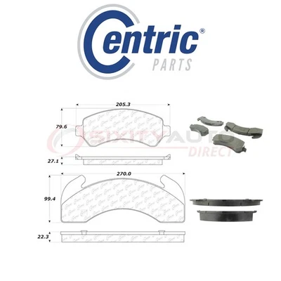 Centric Semi Metallic Brake Pads w Shims for 1986-2001 Mack CS200P Mid-Liner jr Foto 1 de 4