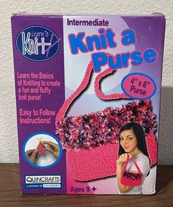 Quincrafts Stricken lernen Fortgeschrittene STRICKEN eine GELDBÖRSE 4" x 6" für Alter 9+ NEU Neu im Karton - Bild 1 von 2