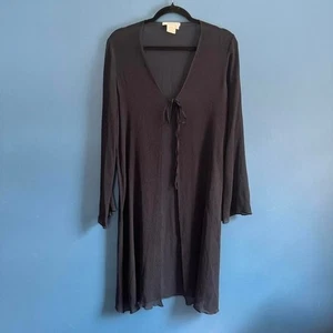 Vintage Silk Overlay Women's Size Small Black Sheer Frette Italy Gothic Witchy - Picture 1 of 8