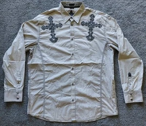 Roar Strength Refined Cream Mens 2XL Embroidered Positivity Long Sleeve Shirt - Picture 1 of 21