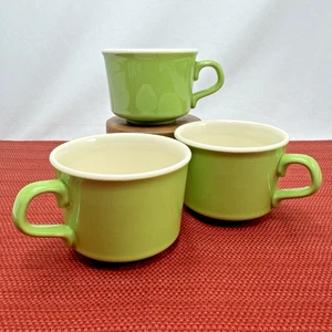 Juego de 3 tazas de café esmaltadas retro MCM verde lima/blanco de cerámica de EE. UU. - Imagen 1 de 8
