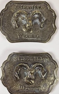 Fibbie cintura Jackson Hole x2 vintage Wyoming Studio opere d'arte fatte per durare di noi - Foto 1 di 4