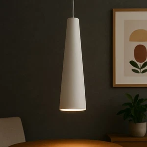 Luce a Sospensione Bianco Ceramica Ø 7,5 CM Stretto Cono Colorabile GU10 Lampada - Foto 1 di 9