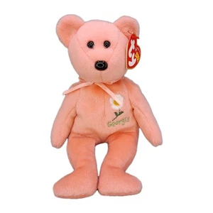 "Ty Beanie Baby GEORGIA CHEROKEE ROSE Bear 8"" State Flower Show exclusivo como nuevo" - Imagen 1 de 11