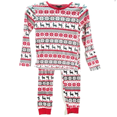 PJ’s & Presents Unisex Christmas Reindeer Snowflake Pajama Set Kids 10/12 - Image 1 of 4