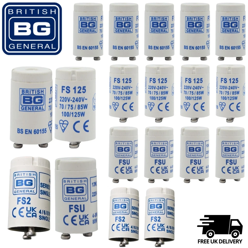 BG Fluorescent Starters FS125 FS2 FSU 4-65W 80W 220-240V British General - Image 1 of 1