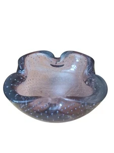 MCM Murano Glas LILA AMETHYST Aschenbecher kontrollierte Blase italienisch - Bild 1 von 6