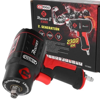 KS TOOLS ROCKET II Schlagschrauber Druckluft 1/2" 6,3 bar 2300Nm 1/4"PT Vierkant - Bild 1 von 4