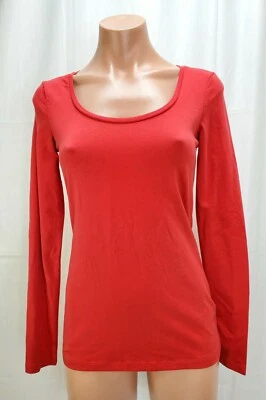 H & M женщин красный Пима хлопок длинным рукавом рубашка эластичной футболка размер маленький новый с Ярлыками  - Изображение 1 из 4