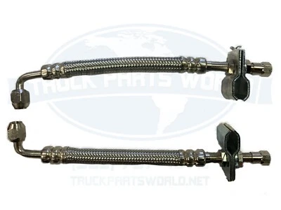 2 STEEL DUAL WHEEL VALVE STEM EXTENDER EXTENSION 7IN STAINLESS STEEL 90° HOSES - Image 1 of 3