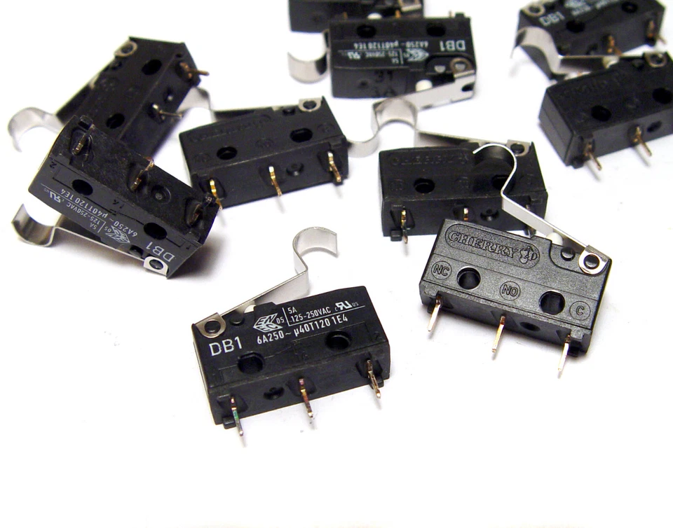 10x Cherry DB1 Micro-Taster, Mikro-Schalter mit Hebel, Subminiatur-Switch, NOS