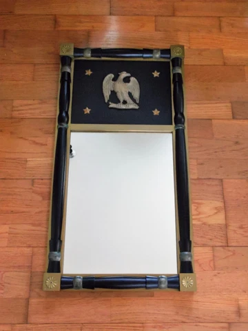 Vintage Federal Style Adams Cabinet Shop American Eagle Gold Black Wall Mirror Cover