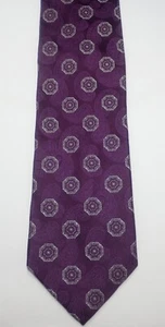 JOS A BANK PURPLE PAISLEY & OCTOGON GEOMETRIC WOVEN 100% SILK NECK TIE 59" - Picture 1 of 10
