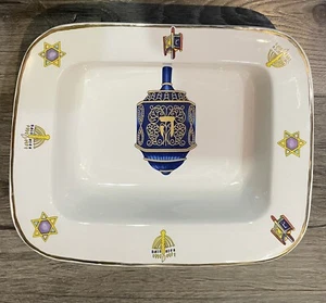 Judaica Dreidel Hanukkah Ceramic Rectangle Dish - Picture 1 of 8
