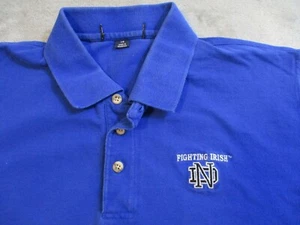 Vintage Notre Dame University Polo Shirt Mens Large Blue White Football College - Picture 1 of 14