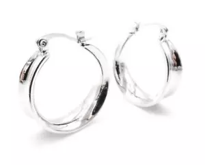 GORGEOUS Lightweight Sculpted 18kt White Gold Plated Curved Round Hoop Earrings - Picture 1 of 7