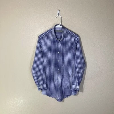 Etro Shirt Mens Small Blue Purple Check Long Sleeve Button Up Cotton Art - Image 1 of 4