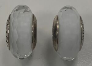 Pandora charms (2) Plata Cristal de Murano blanco