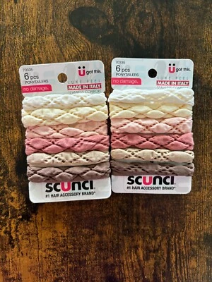 Lot of 2 Scunci Ponytailers 70335 No Damage Neutral Muliticlor 6 Pcs. Each - Image 1 of 2